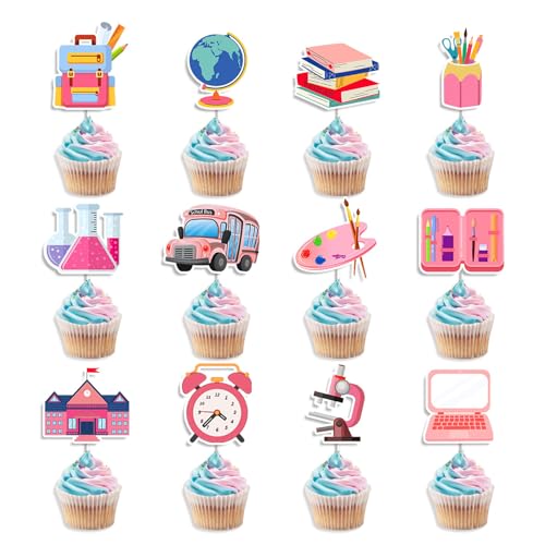 FesnovaTortendeko Schulanfang Rosa, Cupcake Topper zum Schulanfang für die Schulparty, Willkommen am Ersngsparty, Partyzubehör, Kuchendekorationen für Schulaktivitäten, Klassenzimmerbedarf Schultüte FesnovaTortendeko Schulanfang Rosa, Cupcake Topper zum Schulanfang für die Schulparty, Willkommen am Ersngsparty, Partyzubehör, Kuchendekorationen für Schulaktivitäten, Klassenzimmerbedarf Schultüte von Fesnova