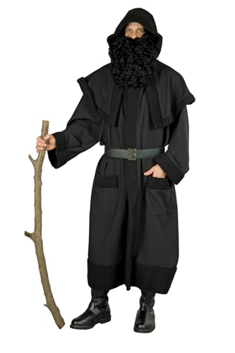Festartikel-Müller Knecht Ruprecht Kostüm, Schwarzer Mantel mit Kapuze und Pellerine, Kunstpelz-Besatz, Gürtel, Einheitsgröße von Festartikel-Müller