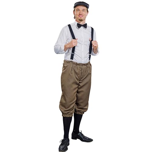Festartikel-Müller Knickerbocker Hosen Braun gestreift 20er Jahre für Herren Gr. M-XXL Kostüm-Zubehör 3/4-Hosen Fasching Karneval (Medium) von Festartikel-Müller