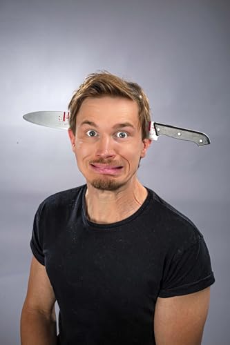 Festartikel-Müller Kopfbügel Messer im Kopf, Halloween Kostüm Accessoire, Universalgröße, Schwarz von Festartikel-Müller