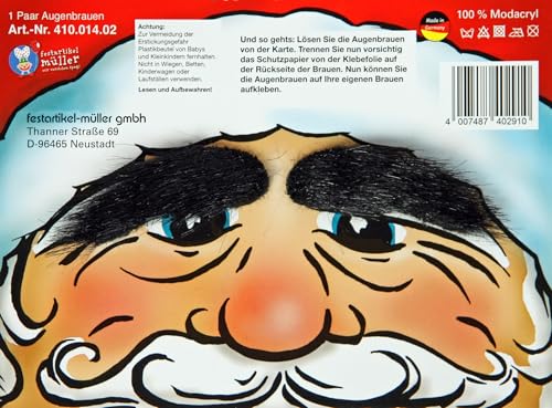 Festartikel Müller Schwarze Augenbrauen, Kostümzubehör, 1 Paar, Knecht Ruprecht Krampus Nikolaus Kostüm Zubehör Festartikel Müller Schwarze Augenbrauen, Kostümzubehör, 1 Paar, Knecht Ruprecht Krampus Nikolaus Kostüm Zubehör von Festartikel-Müller