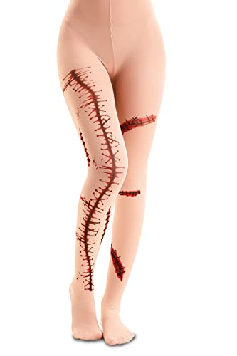 Halloween Kostüm Strumpfhose mit Blutigen Narben Design, Hautfarben von Festartikel-Müller