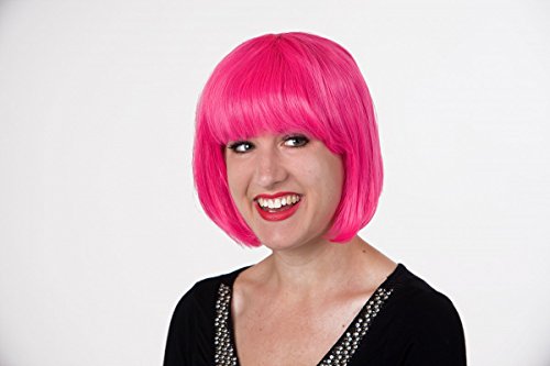 Perücke Lilo Pagenschnitt Erwachsene Karneval, Farbe:pink von Festartikel-Müller