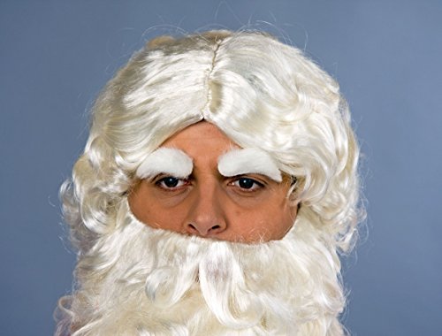 ein Paar weiße Augenbrauen für Weihnachtsmann Nikolaus Kostüm Zubehör von Festartikel Müller