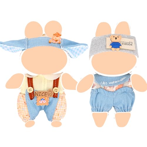 2 Set Niedliche Mini Plüsch Puppen Kleidung Bekleidung Outfit Zubehör für 17cm Puppe Plüschpuppen, DIY Puppenkleidung für Kinder Jungen Mädchen Geschenke (Ohne Puppe) (Blau) von Festfun