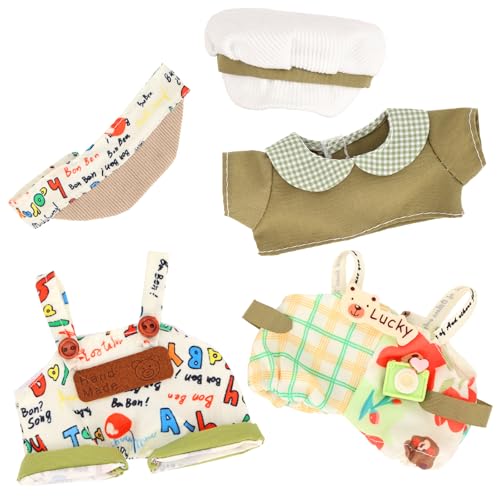 2 Set Niedliche Mini Plüsch Puppen Kleidung Bekleidung Outfit Zubehör für 17cm Puppe Plüschpuppen, DIY Puppenkleidung für Kinder Jungen Mädchen Geschenke (Ohne Puppe) (Grün) von Festfun
