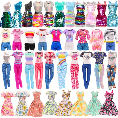 Festfun Kleidung für Puppen 14 Puppenkleidung enthält 6 Kleider 4 Oberteile 4 Hosen für 11,5 Zoll 30 cm Mädchen Puppen Zufällig Verschickt von Festfun