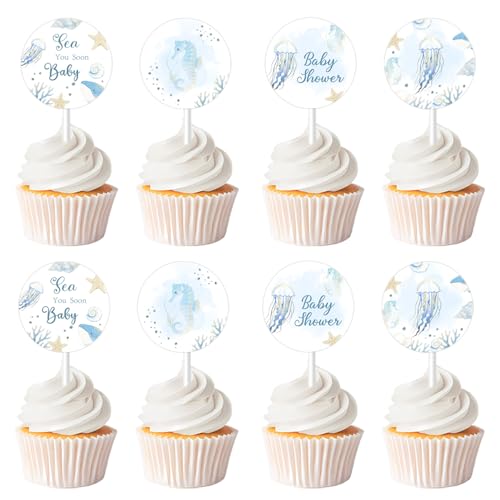 36pcs Meer Sie bald Baby Cupcake Toppers Unter dem Meer Cupcake Picks Blaue Seepferd Seesterne Ozean Tiere Kuchen Dekorationen für Ozean Thema Baby Dusche Zubehör 36pcs Meer Sie bald Baby Cupcake Toppers Unter dem Meer Cupcake Picks Blaue Seepferd Seesterne Ozean Tiere Kuchen Dekorationen für Ozean Thema Baby Dusche Zubehör von Festiblast