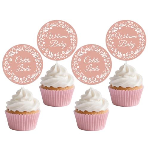 Cielito Lindo Party Dekorationen 36pcs Rosa Cielito Lindo Papel Picado Cupcake Toppers Mexikanische Themenkuchen Dekorationen für Mädchen Babydusche Mexikanische Cinco De Mayo Fiesta von Festiblast