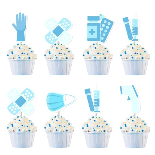 Cupcake-Topper für Krankenschwestern, Schulabschluss, Cupcake-Picks, blau, medizinische RN, Krankenschwester-Grad, Themen-Dekoration für Geburtstag, Ruhestand, Party, Krankenschwesterwoche Cupcake-Topper für Krankenschwestern, Schulabschluss, Cupcake-Picks, blau, medizinische RN, Krankenschwester-Grad, Themen-Dekoration für Geburtstag, Ruhestand, Party, Krankenschwesterwoche von Festiblast