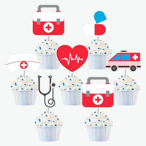 Cupcake-Topper für Krankenschwestern, Schule, Schulabschluss, Cupcake-Picks, Krankenschwester-Kuchendekorationen, medizinischer Arzt, Party-Dekoration für Krankenschwestern, Woche, Krankenschwestern, von Festiblast