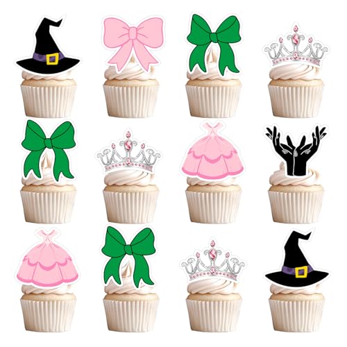 Cupcake-Topper mit Hexen-Motiv, Kuchendekoration, magischer Hut, Krone, Schleife, Kleid, Cupcake-Picks, Halloween, gute Hexe, böse Hexe, Junggesellinnenabschied, Geburtstagsparty-Zubehör, 36 Stück von Festiblast