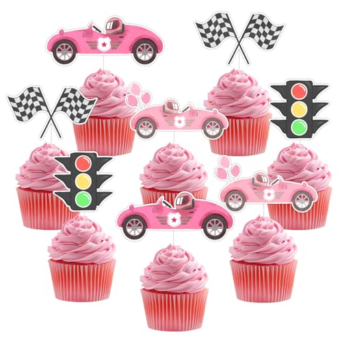 Cupcake-Topper mit Rennwagen-Motiv, "A Little Racer Is on the Way", Kuchendekoration, Rennwagen-Flagge, Ampel, Cupcake-Picks für Mädchen, schnelles Sportthema, Babyparty-Zubehör, 36 Stück Cupcake-Topper mit Rennwagen-Motiv, "A Little Racer Is on the Way", Kuchendekoration, Rennwagen-Flagge, Ampel, Cupcake-Picks für Mädchen, schnelles Sportthema, Babyparty-Zubehör, 36 Stück von Festiblast