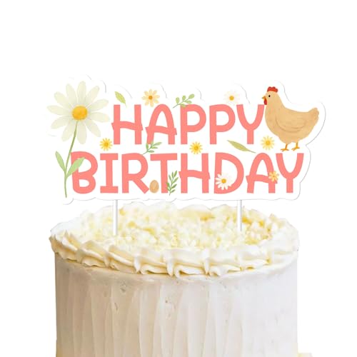 Hühner-Kuchenaufsatz, Huhn-Geburtstagsparty-Dekorationen, florales Junggesellinnenabschied, Happy Birthday-Kuchen-Picker, Barnyf, kleines Küken, Party-Dekoration für Mädchen, Junggesellinnenabschied von Festiblast