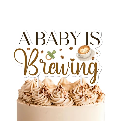 Kuchendekoration für Babypartys, mit Aufschrift "A Baby is Brewing", doppelseitiger Druck, Kaffee, etwas Süßes ist Brauen, Kuchendekoration für eine kleine Bohne ist unterwegs, Babyparty-Zubehör Kuchendekoration für Babypartys, mit Aufschrift "A Baby is Brewing", doppelseitiger Druck, Kaffee, etwas Süßes ist Brauen, Kuchendekoration für eine kleine Bohne ist unterwegs, Babyparty-Zubehör von Festiblast