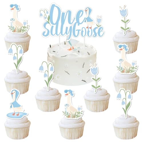 Silly Goose Party-Dekorationen, blau, 25 Stück, eine alberne Gänse-Kuchendekoration und Gänse-Cupcake-Topper, Kuchen-Dessert-Dekoration für Jungen, Bauernhoftiere, Gans, erster Geburtstag, Babyparty Silly Goose Party-Dekorationen, blau, 25 Stück, eine alberne Gänse-Kuchendekoration und Gänse-Cupcake-Topper, Kuchen-Dessert-Dekoration für Jungen, Bauernhoftiere, Gans, erster Geburtstag, Babyparty von Festiblast