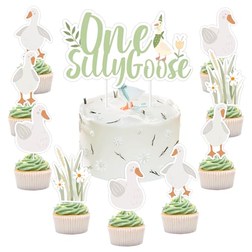 Silly Goose Party-Dekorationen, grün, 25 Stück, eine alberne Gänse-Kuchendekoration und Gänse-Cupcake-Topper, Dessert-Dekor für Jungen, Bauernhoftiere, Gans, erster Geburtstag, Babyparty, Partyzubehör Silly Goose Party-Dekorationen, grün, 25 Stück, eine alberne Gänse-Kuchendekoration und Gänse-Cupcake-Topper, Dessert-Dekor für Jungen, Bauernhoftiere, Gans, erster Geburtstag, Babyparty, Partyzubehör von Festiblast