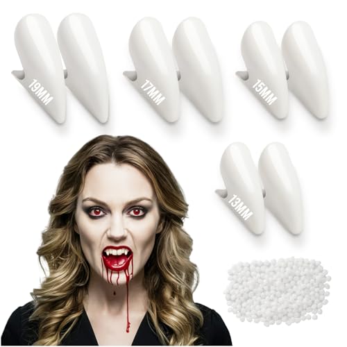 Festicy 4 Vampirzähne in den Größen 13, 15, 17 und 19mm für Erwachsene & Kinder I Vampirgebiss für Halloween 2025 inkl. Befestigungsmaterial I Sichere Vampir Zähne für Dracula Kostüme Festicy 4 Vampirzähne in den Größen 13, 15, 17 und 19mm für Erwachsene & Kinder I Vampirgebiss für Halloween 2025 inkl. Befestigungsmaterial I Sichere Vampir Zähne für Dracula Kostüme von Festicy