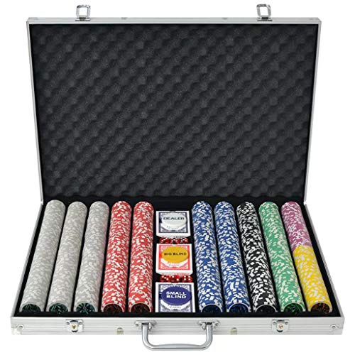 Festnight Poker Set mit 1 000 Laserchips Aluminiumkoffer 53 x 37 x 6,7 cm Pokerset von Festnight