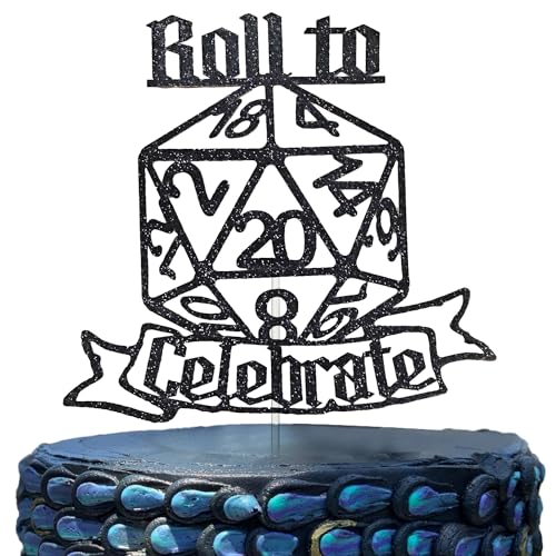 D20 Würfel DnD Geburtstag Kuchen Topper, DND Thema Rolle zu feiern Kuchen Dekor, Fantasy Rollenspiel Thema Party Favor, TRPG Spieler Geburtstag Dekoration Supplies von Festus