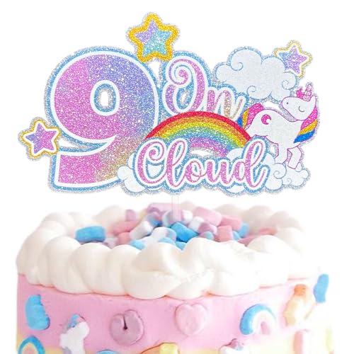 Festus On Cloud 9 Tortenaufsatz, Einhorn und Regenbogenwolke 9, Kuchendekoration, Happy 9th Birthday, 9. Kuchendekoration, verträumter Farbverlauf, Party-Dekoration für Mädchen Festus On Cloud 9 Tortenaufsatz, Einhorn und Regenbogenwolke 9, Kuchendekoration, Happy 9th Birthday, 9. Kuchendekoration, verträumter Farbverlauf, Party-Dekoration für Mädchen von Festus