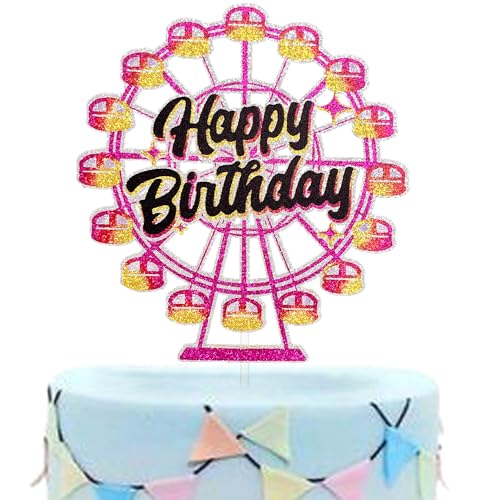 Festus Riesenrad-Kuchenaufsatz, Farbverlauf, Riesenrad, Geburtstagskuchenaufsatz, Karnevalsmottoparty-Dekoration, Fairground-Kuchendekoration für Mädchen, Coachella-Party-Dekorationen von Festus