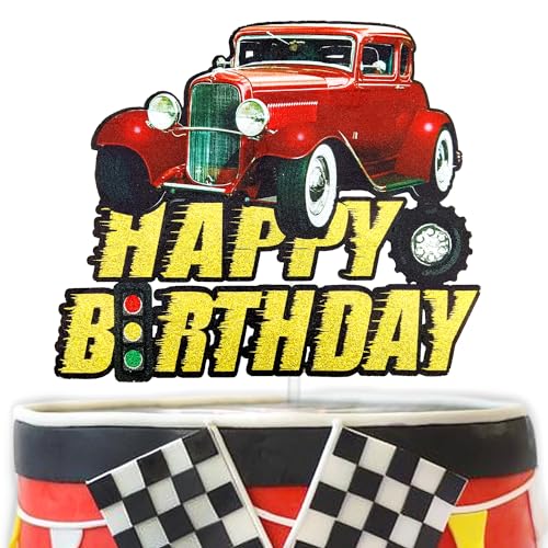 Retro Auto Kuchen Topper, Vintage Auto Geburtstag Dekorationen für Männer Jungen, Klassische Auto Kuchen Dekoration, Vintage Classic Car Party Dekorationen Supplies von Festus