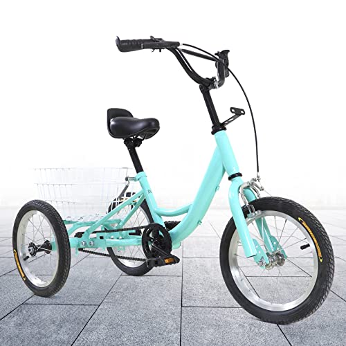 14 Zoll 3 Räder Dreirad Kinderfahrräder Für Jungen/Mädchen, Single Speed Dreirad Fahrrad, Hellgrün Kinderfahrrad, 3 Räder Fahrrad Bike, Geschenk Für Kinder von Fetcoi