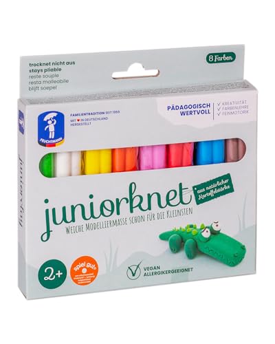 Feuchtmann 628.0307 - JUNiORKNET Basic Pack, 8 Stangen in 8 Farben, geschmeidige Knete 2+, ca. 300 g, als Geschenk für kreatives Spielen von Feuchtmann