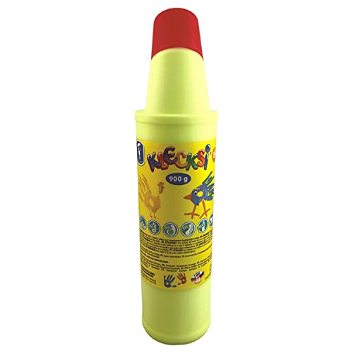 Feuchtmann 633.061-12 - KLECKSi Fingermalfarbe in Flasche, ca. 900 g, Neon-Gelb, hochwertige Farbe für Kinder ab 2 Jahren, ideal für Kindergarten, Kita, Schule und Hort zum kreativen Spielen von Feuchtmann