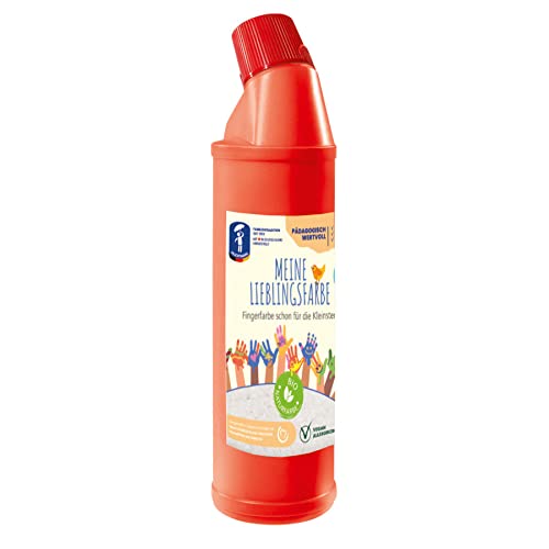 Feuchtmann MEINE LIEBLINGSFARBE Edu Bottle | 900g cremige Fingerfarbe Einzelflasche | hautfreundliche Fingermalfarbe auf Wasserbasis | ungiftig, auswaschbar | Malfarben Kinder (ab 2 Jahre), FARBE:Rot von Feuchtmann