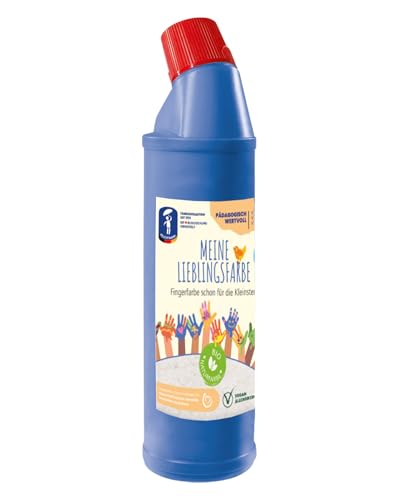Feuchtmann MEINE LIEBLINGSFARBE Edu Bottle | 900g cremige Fingerfarbe Einzelflasche | hautfreundliche Fingermalfarbe auf Wasserbasis | ungiftig, auswaschbar | Malfarben Kinder (ab 2 Jahre), FARBE:Blau von Feuchtmann