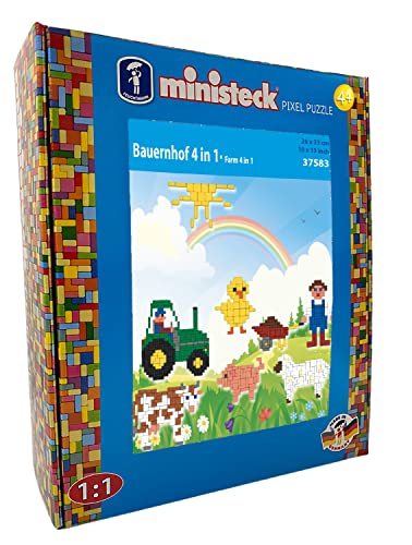Feuchtmann Feuchtmann Ministeck 37583 - Mosaikbild 4 in 1 Bauernhof, ca. 26 x 33 cm große Steckplatte mit ca. 1.000 bunten Steinen, Steckspaß für Kinder ab 4 Jahren von Feuchtmann