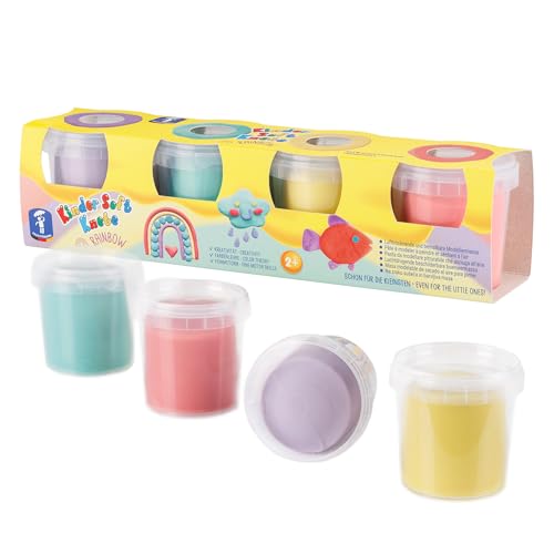 Feuchtmann Kinder Soft KNETE Rainbow - 4 x 150g weiche Kinderknete, ungiftig, vegan und glutenfrei, lufttrocknende Knetmasse im Knetset für kreatives Spielen (ab 2 Jahren) von Feuchtmann