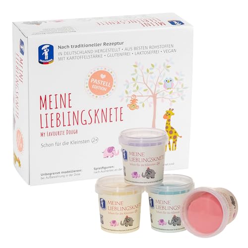 Feuchtmann MEINE LIEBLINGSKNETE Pastell Edition | Knetset 4 x 150g | vegane glutenfreie Knete | Kinderknete ungiftig | Spielknete für kreatives Spielen ab 2 Jahren von Feuchtmann
