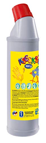 Feuchtmann 633.060-21 - KLECKSi Fingermalfarbe in Flasche, ca. 900 g, hellgrau, hochwertige Farbe für Kinder ab 2 Jahren, ideal für Kindergarten, Kita, Schule und Hort zum kreativen Spielen von Feuchtmann