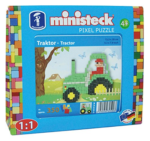 Ministeck 32590 - Mosaikbild Bauernhof Traktor, Steckplatte, ca. 350 Teile und Zubehör, als Geschenk für kreatives Spielen von Feuchtmann