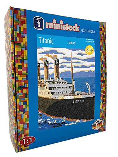 Ministeck 38813 - Mosaikbild Titanic, ca. 66 x 53 cm große Steckplatte mit ca. 8.000 bunten Steinen, Steckspaß für Kinder ab 8 Jahren von Ministeck