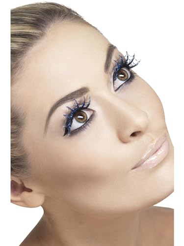 Halloween! Smiffys Spinnweben-Wimpern mit Glitzer, Blau, enthält Klebstoff von Smiffys