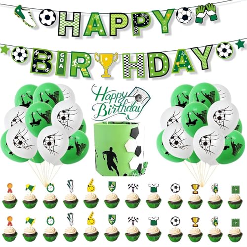 Fußball themed Geburtstagsparty Ballon Kit für Kinder, einschließlich Happy Birthday Banner und 18-teilige 12inch Ballons, perfekt für eine Fußball themed Geburtstagsfeier! von Fexinshern