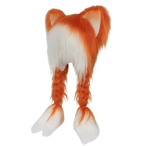 Fexofao Fursuit Katzenohr-Kopfbedeckung, pelzig, warm, niedlicher Hut, 70,1 x 35,1 cm, Cosplay-Kostüm, Party-Kopf-Zubehör für Damen, Orange, Einheitsgröße Fexofao Fursuit Katzenohr-Kopfbedeckung, pelzig, warm, niedlicher Hut, 70,1 x 35,1 cm, Cosplay-Kostüm, Party-Kopf-Zubehör für Damen, Orange, Einheitsgröße von Fexofao