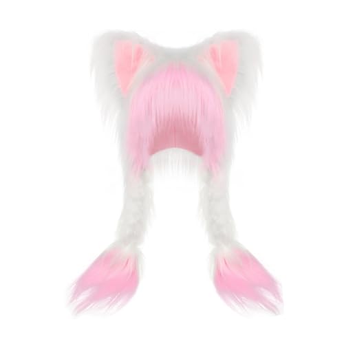 Fexofao Fursuit Katzenohr-Kopfbedeckung, pelzig, warm, niedlicher Hut, 70,1 x 35,1 cm, Cosplay-Kostüm, Party-Kopf-Zubehör für Damen, Rosa, Einheitsgröße Fexofao Fursuit Katzenohr-Kopfbedeckung, pelzig, warm, niedlicher Hut, 70,1 x 35,1 cm, Cosplay-Kostüm, Party-Kopf-Zubehör für Damen, Rosa, Einheitsgröße von Fexofao
