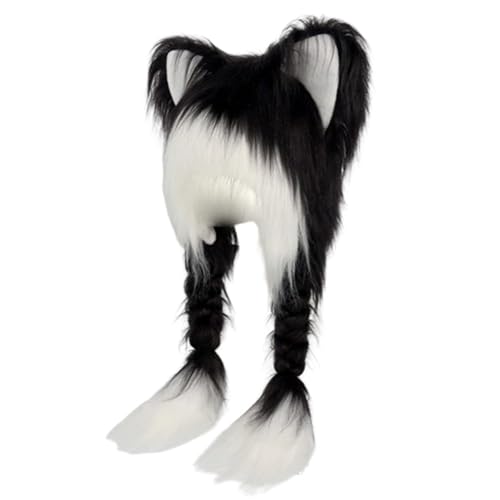 Fexofao Fursuit Katzenohr-Kopfbedeckung, pelzig, warm, niedlicher Hut, 70,1 x 35,1 cm, Cosplay-Kostüm, Party-Kopf-Zubehör für Damen, Weiß, Einheitsgröße Fexofao Fursuit Katzenohr-Kopfbedeckung, pelzig, warm, niedlicher Hut, 70,1 x 35,1 cm, Cosplay-Kostüm, Party-Kopf-Zubehör für Damen, Weiß, Einheitsgröße von Fexofao