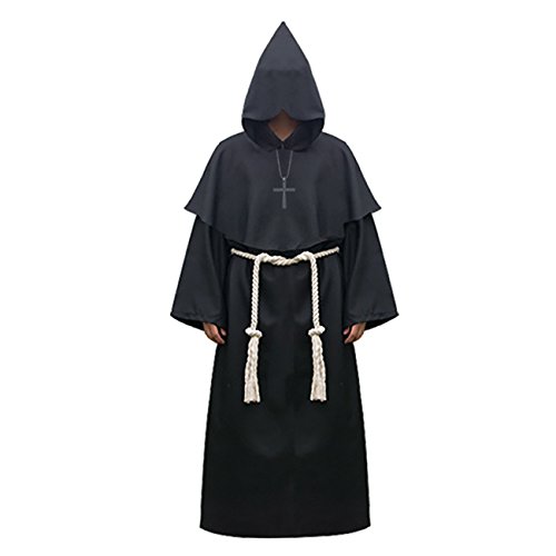 Feynman Herren Mönch Kostüm Mönch Robe Priester Gewand Kostüm mit Kapuze Mittelalterliche Renaissance Kapuze Mönchskutte Schwarz XXL Feynman Herren Mönch Kostüm Mönch Robe Priester Gewand Kostüm mit Kapuze Mittelalterliche Renaissance Kapuze Mönchskutte Schwarz XXL von Feynman
