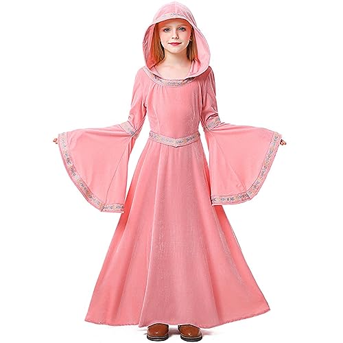 Feynman Kinder Mädchen Mittelalter Kostüm mittelalterlichen Renaissance Adels Palast Prinzessin Kleid Halloween viktorianischen Königin Kostüm Schwarz XL von Feynman