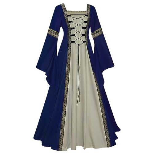 Feynman Retro Mitteralterlich Kleid Gotisch Palast Damen Trompetenärmel Party Renaissance Kostüm von Feynman