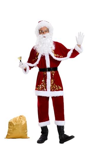 Feynman Weihnachtsmann Kostüm Santa Claus Kostüm Nicolaus Costume Weihnachten Anzug Uniform, XXL von Feynman