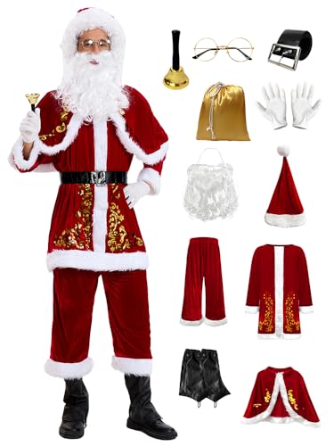 Feynman Weihnachtsmann Kostüm Herren, 11-teilig Santa Claus Kostüm Weihnachtsfeier Cosplay für Erwachsene, Santa Claus Costume Nikolaus Kostüm für Erwachsene Feynman Weihnachtsmann Kostüm Herren, 11-teilig Santa Claus Kostüm Weihnachtsfeier Cosplay für Erwachsene, Santa Claus Costume Nikolaus Kostüm für Erwachsene von Feynman