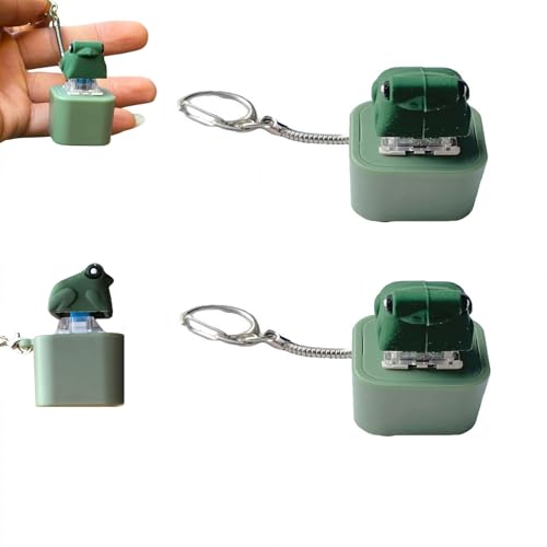 Quakendes Fidget-Spielzeug für Erwachsene, Tastatur, Klicker, Frosch, Fidget-Spielzeug, lustiger wiederaufladbarer Schlüsselanhänger mit bunten Lichtern, lustiger Frosch-Schlüsselanhänger von Fgbetcv
