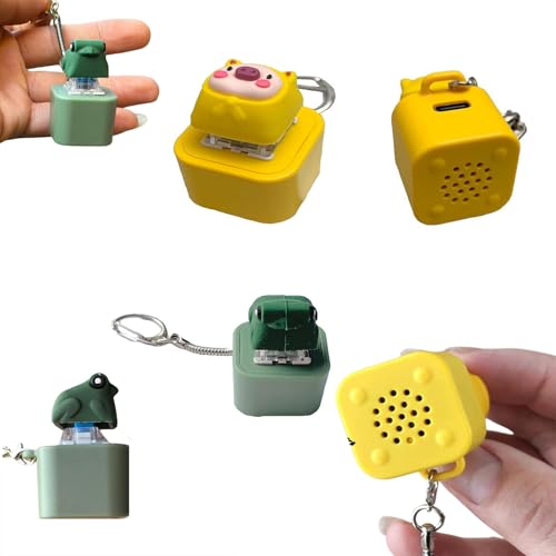 Quakendes Fidget-Spielzeug für Erwachsene, Tastatur, Klicker, Frosch, Fidget-Spielzeug, lustiger wiederaufladbarer Schlüsselanhänger mit bunten Lichtern, lustiger Frosch-Schlüsselanhänger von Fgbetcv